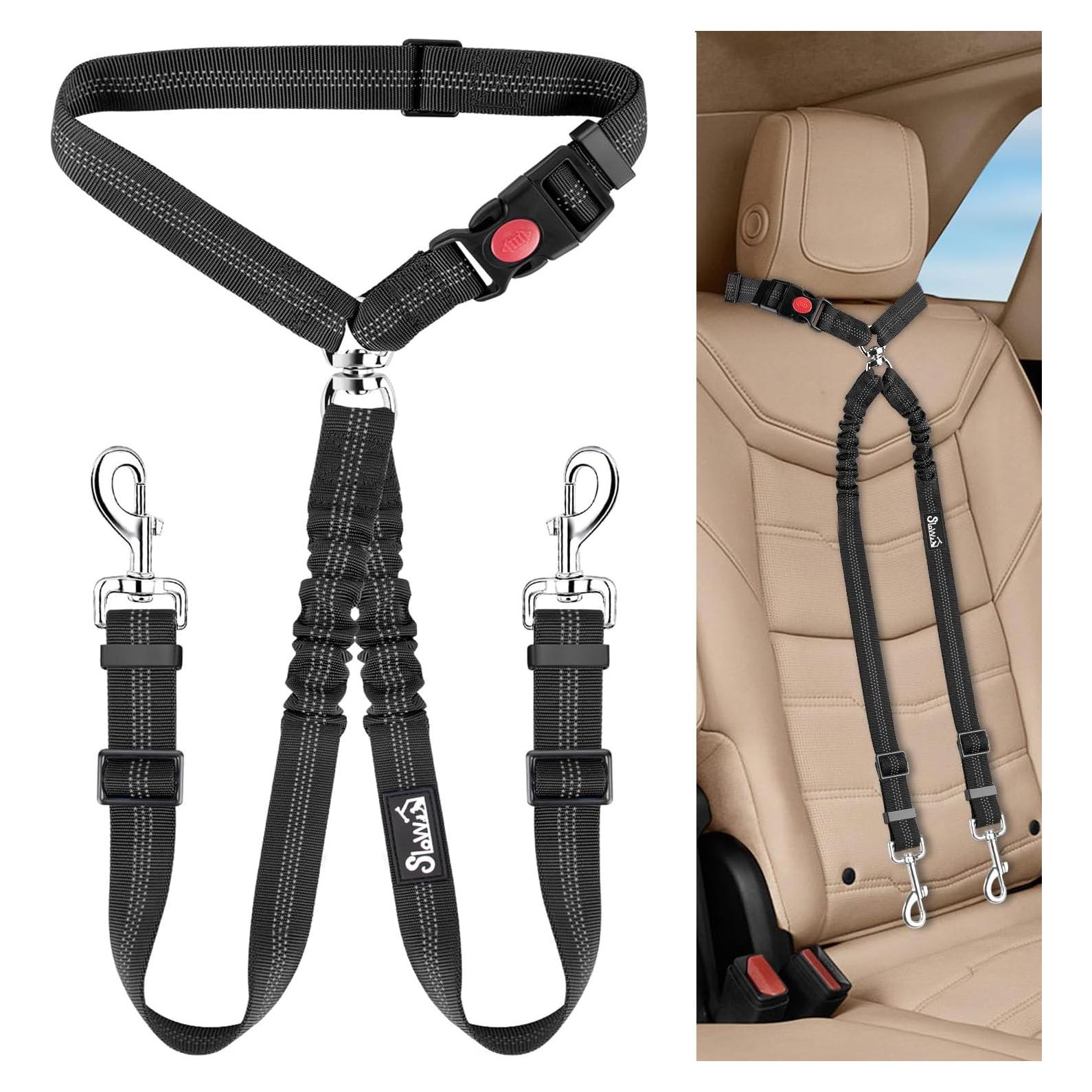 Cinturón de Seguridad para Perros Dobles Lukovee Negro