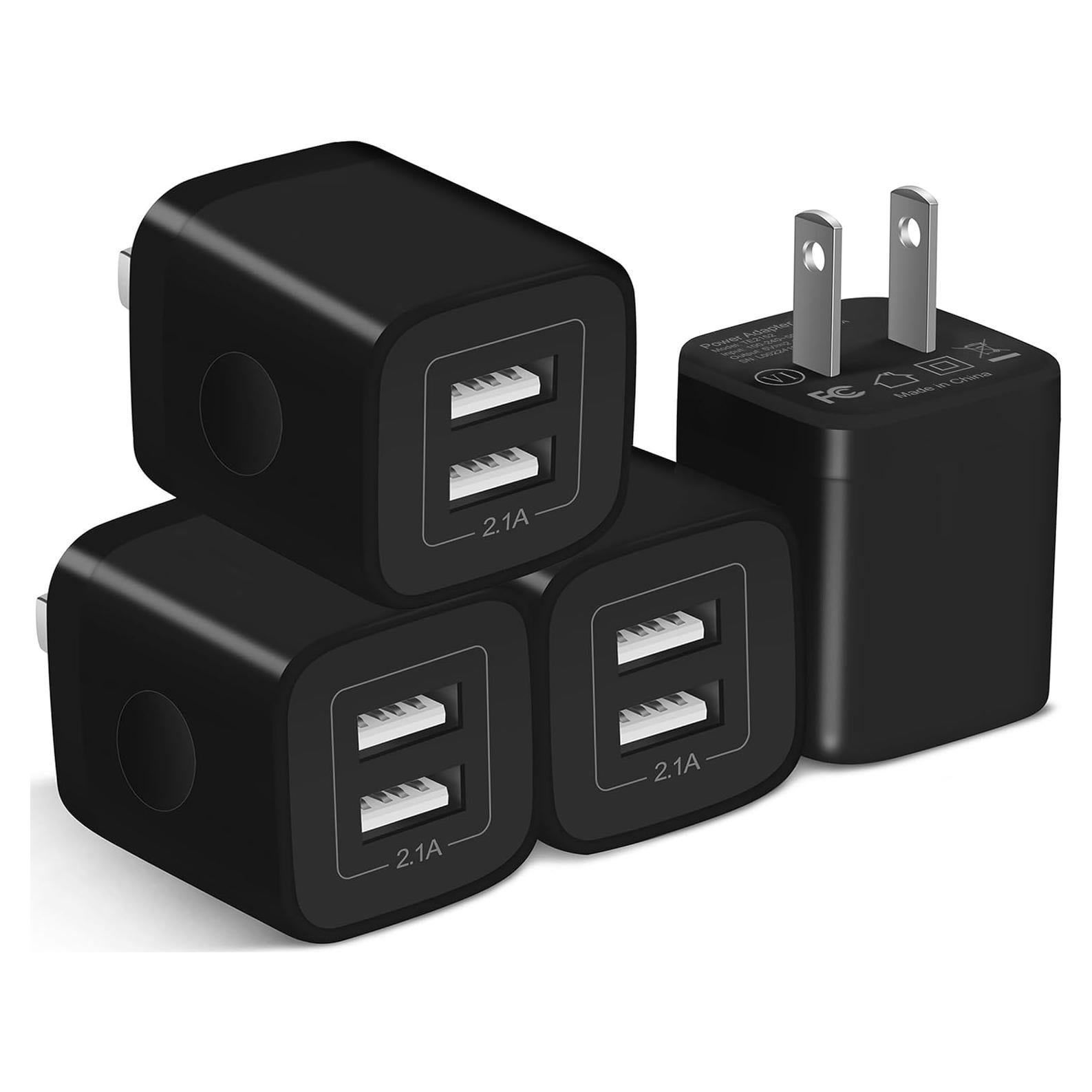 Cargador de Pared USB X-EDITION 2.1A Paquete de 4 Negro