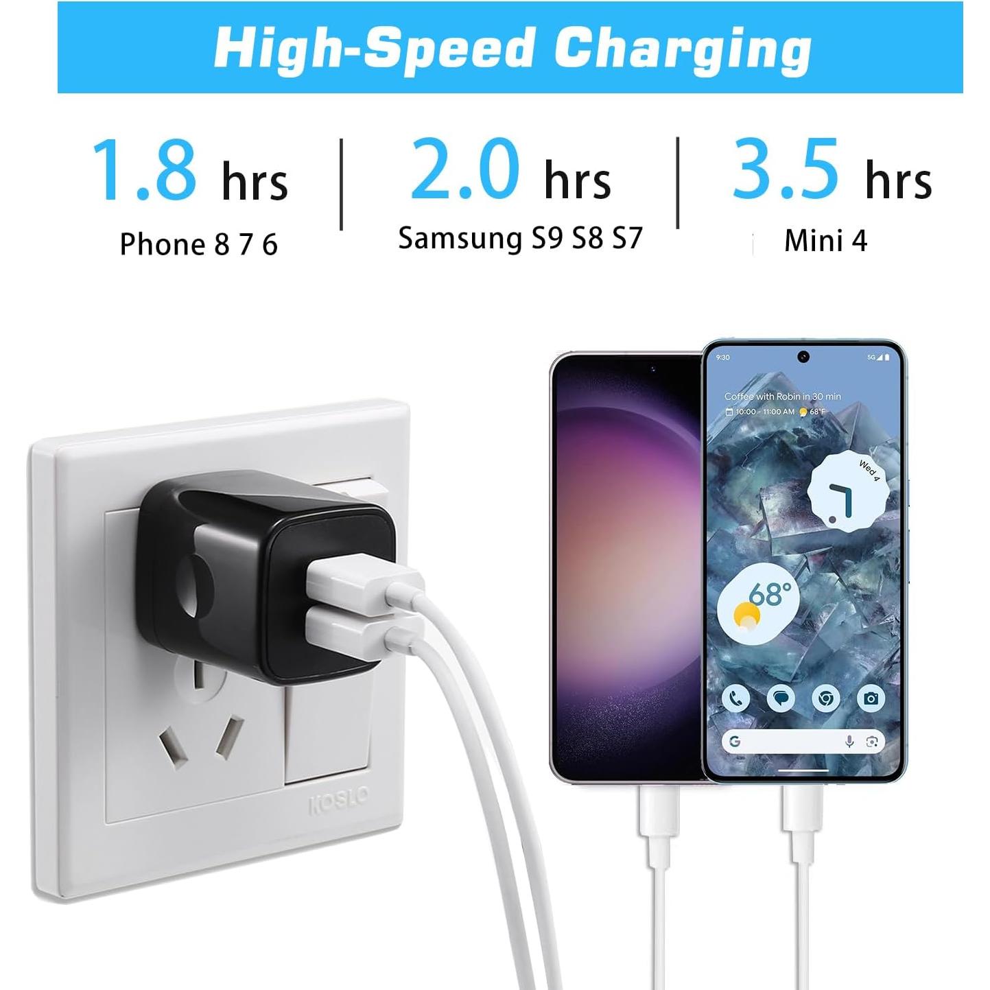 Cargador de Pared USB X-EDITION 2.1A Paquete de 4 Negro