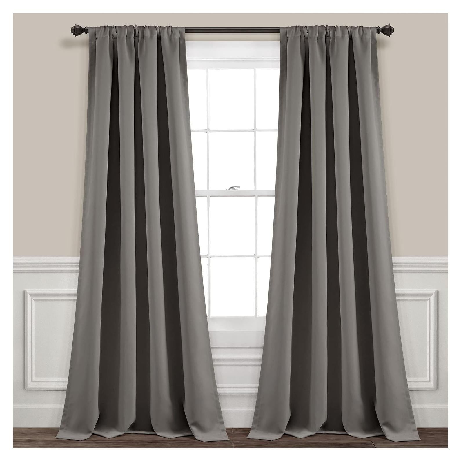 Paneles de Cortina Blackout Lush Decor 132x213 cm Gris Oscuro