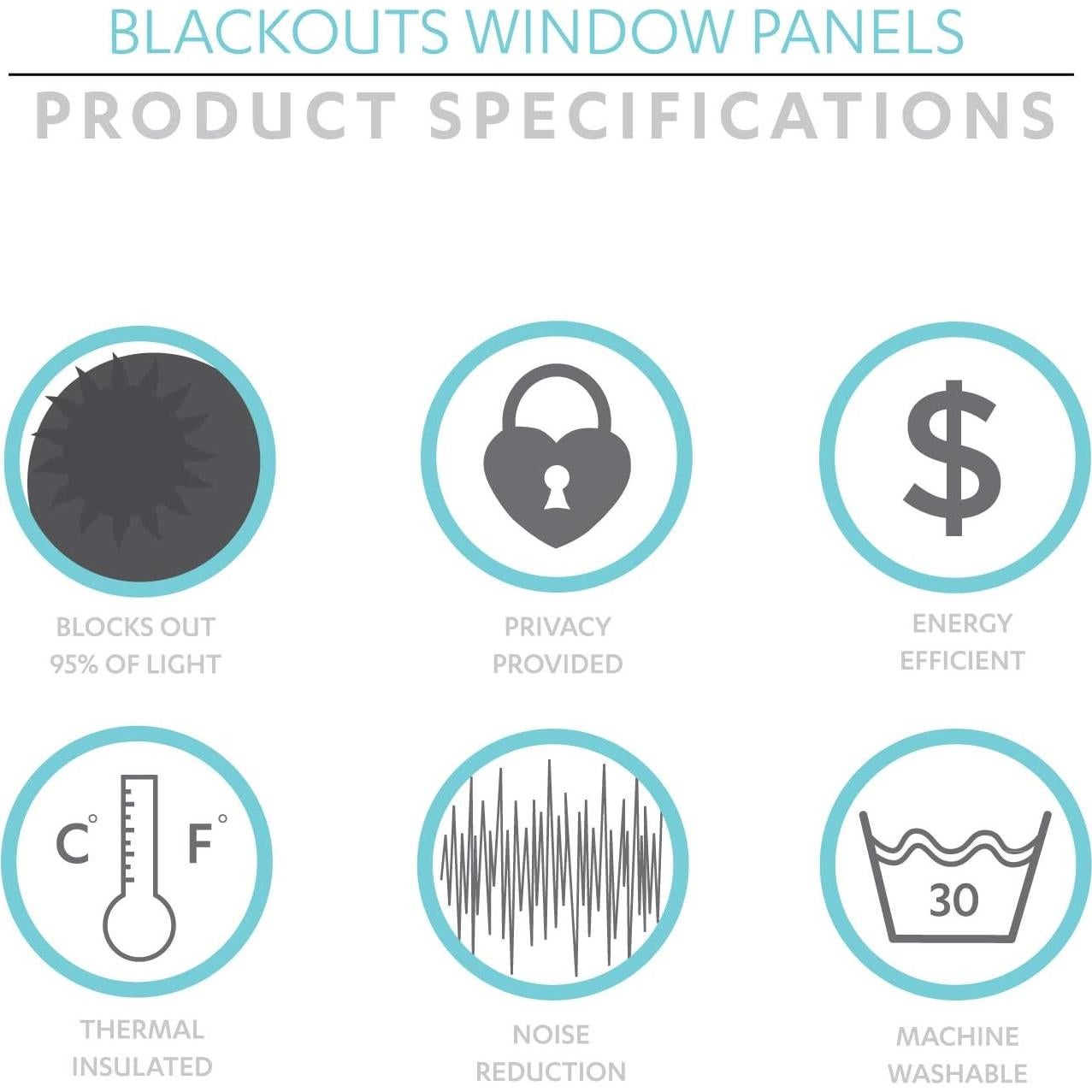 Paneles de Cortina Blackout Lush Decor 132x213 cm Gris Oscuro