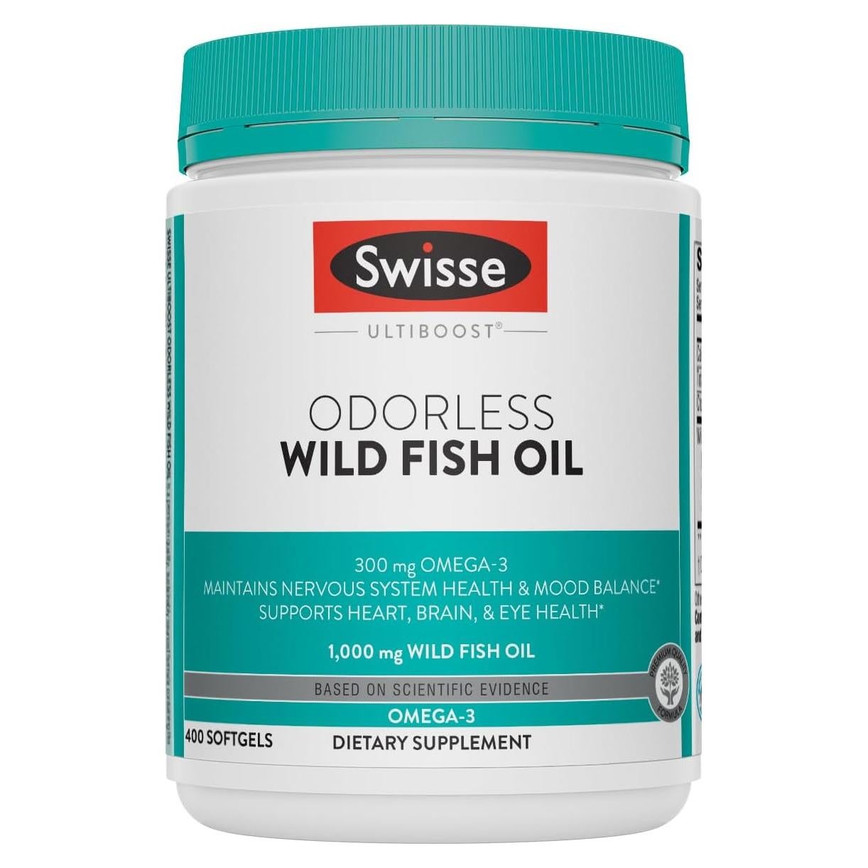 Suplemento Omega 3 Swisse 1000mg Aceite de Pescado 400 Cápsulas