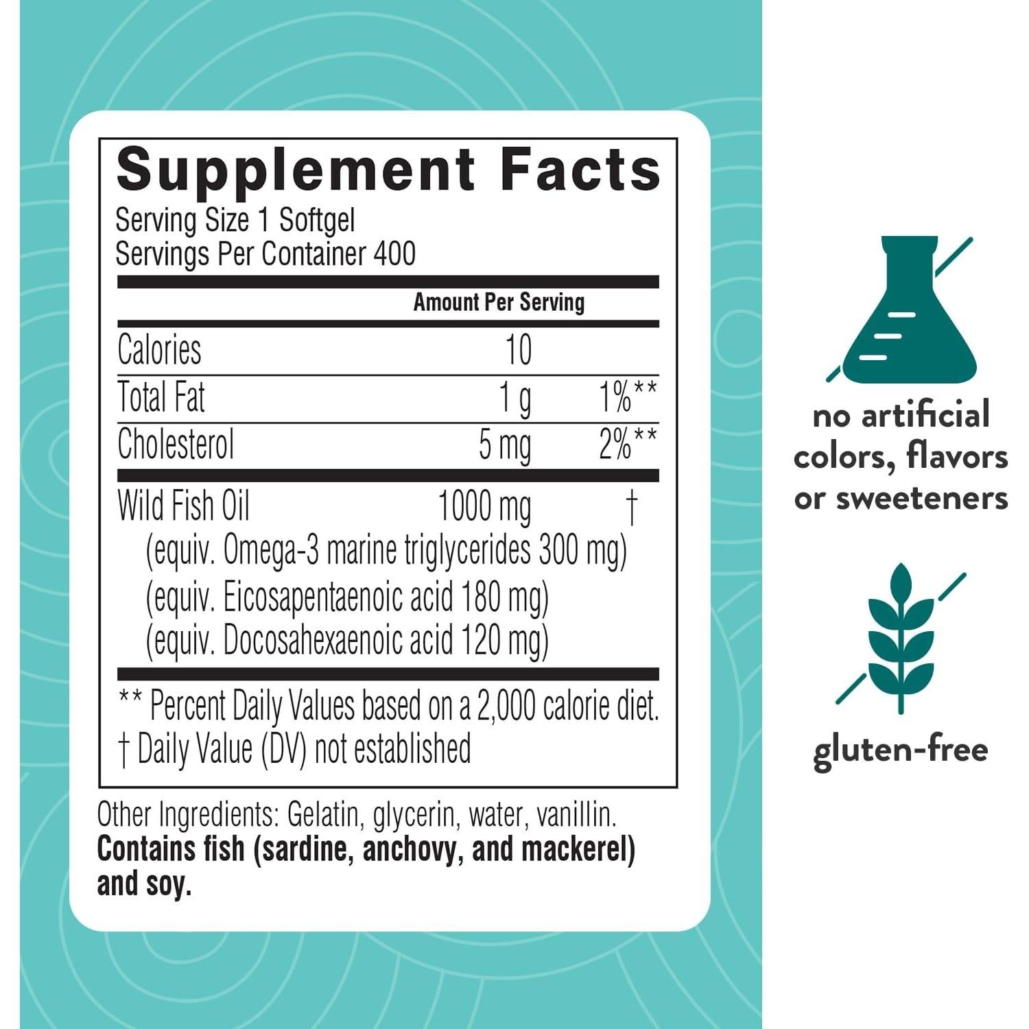 Suplemento Omega 3 Swisse 1000mg Aceite de Pescado 400 Cápsulas