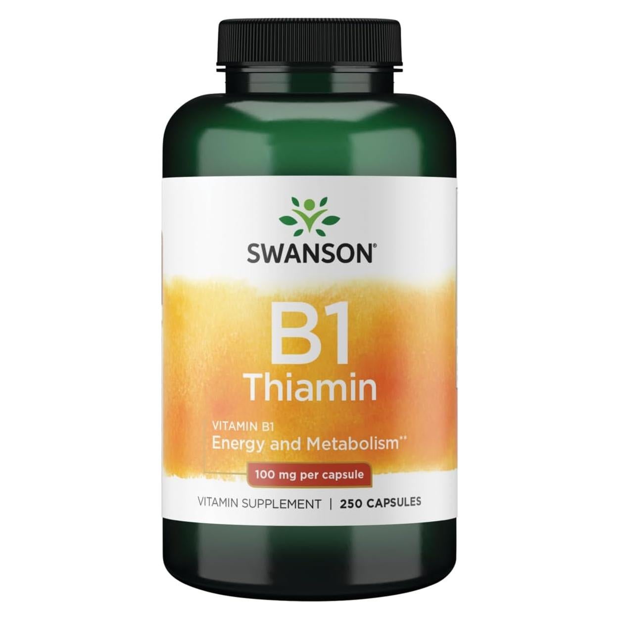 Swanson Vitamina B1 Tiamina 100mg - 250 Cápsulas Suplemento