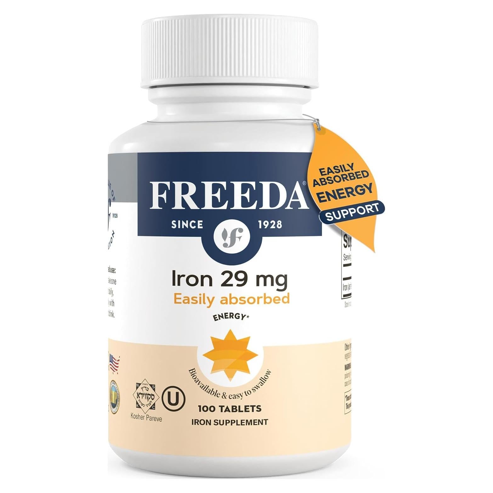 Suplemento de Hierro Freeda 29 mg - Tabletas Suaves 100 Unidades
