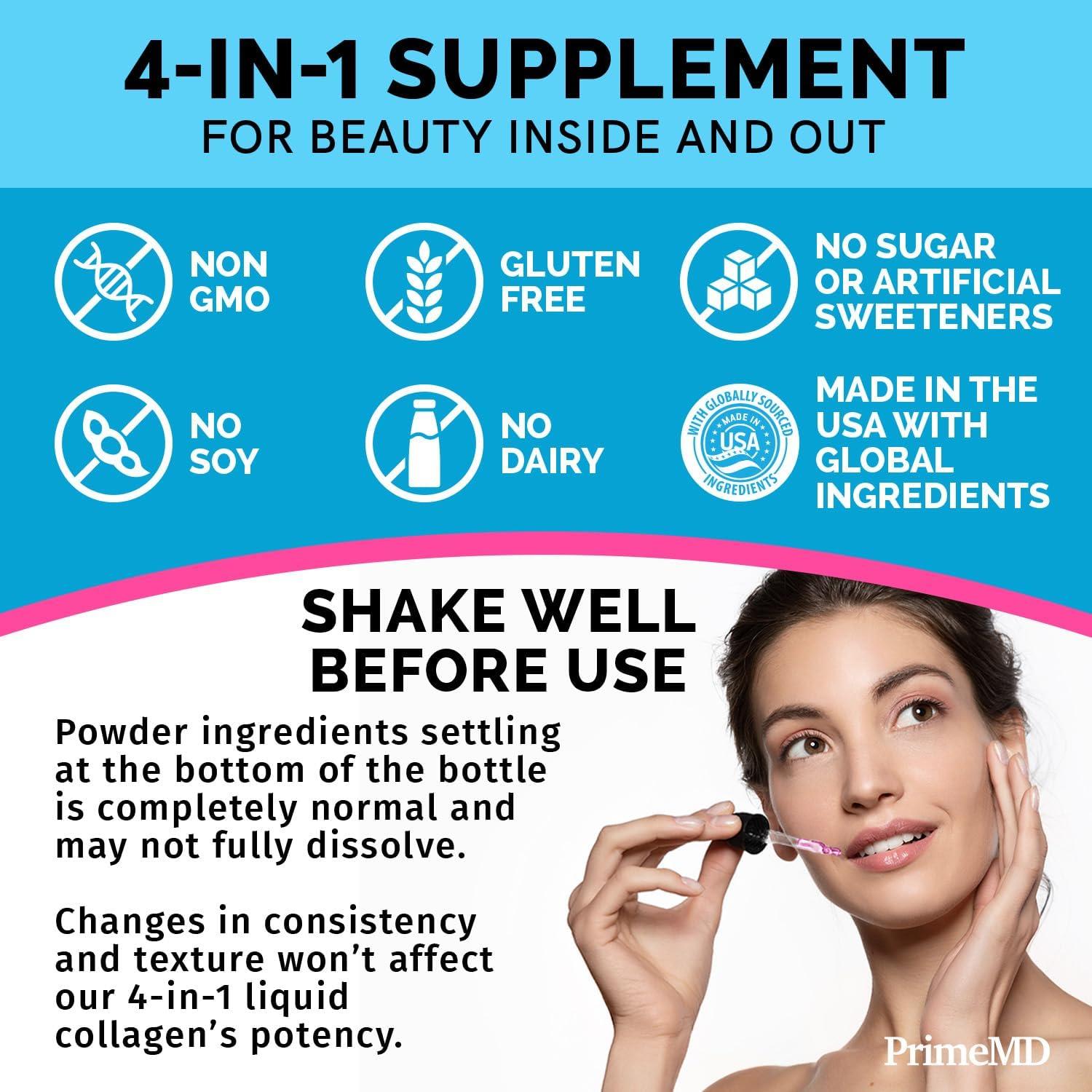 Péptidos de colágeno líquido PrimeMD 59.15 ml - Biotina y queratina