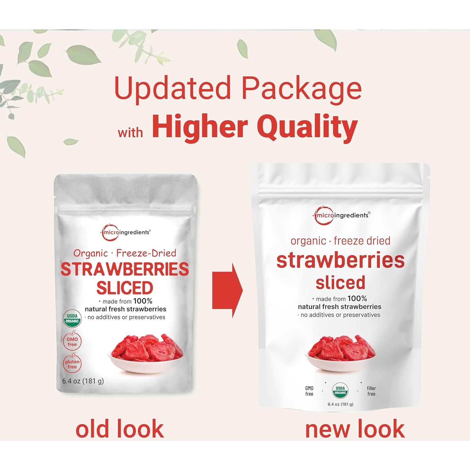 Fresas Orgánicas Liofilizadas Micro Ingredients 181g - Snack Saludable