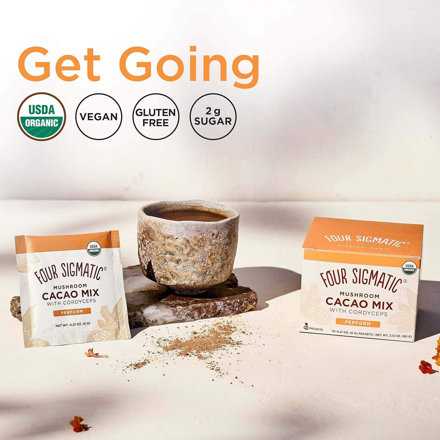 Cacao Instantáneo Cuatro Sigmatic con Cordyceps y Jengibre 10 Paquetes