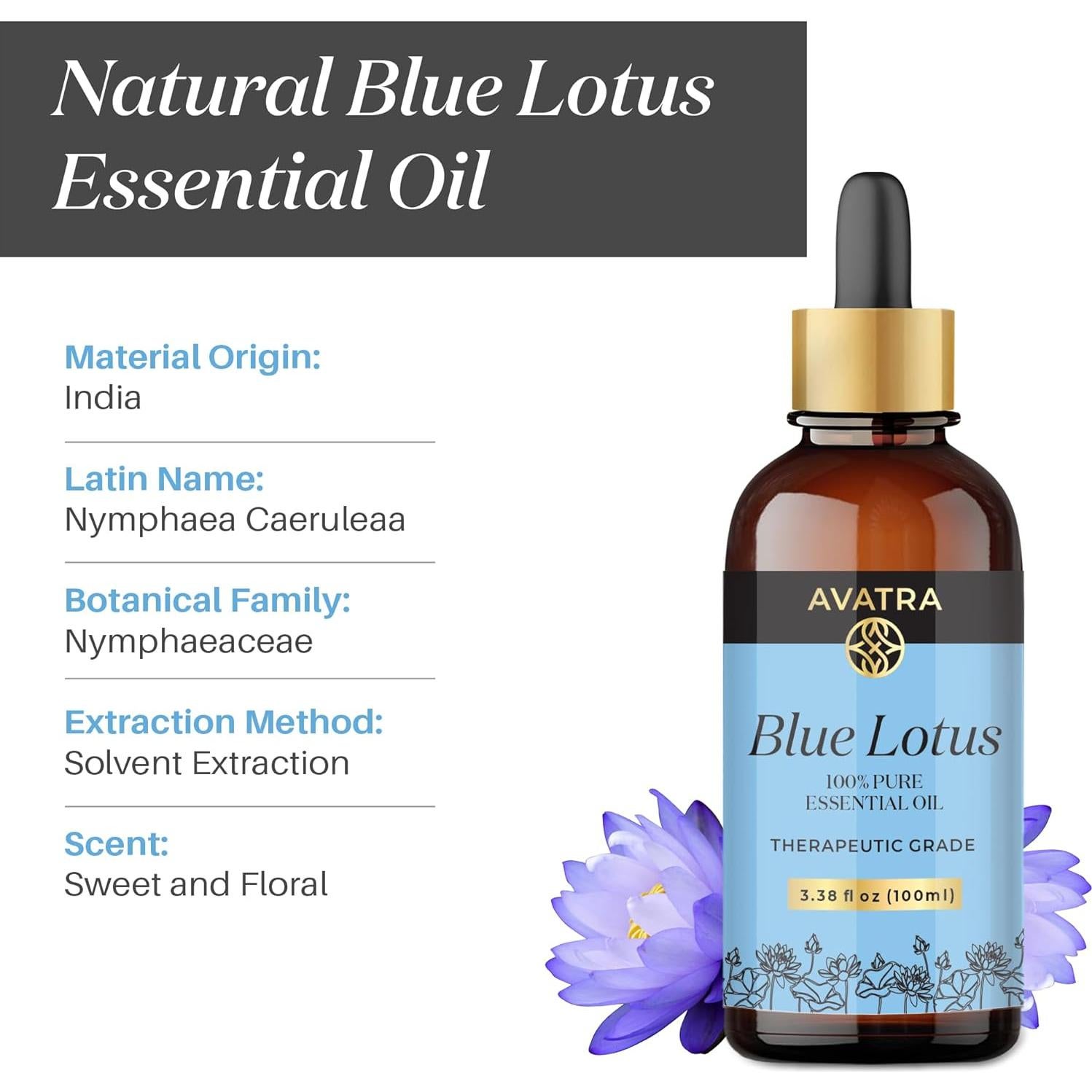 Aceite Esencial de Loto Azul Avatra 100 ml - Natural y Sin Diluir