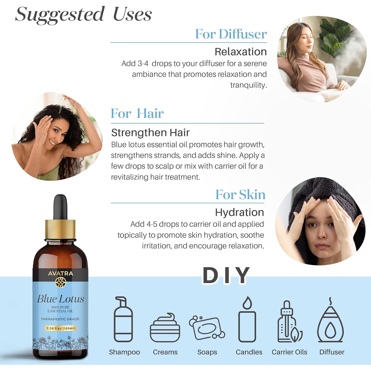 Aceite Esencial de Loto Azul Avatra 100 ml - Natural y Sin Diluir