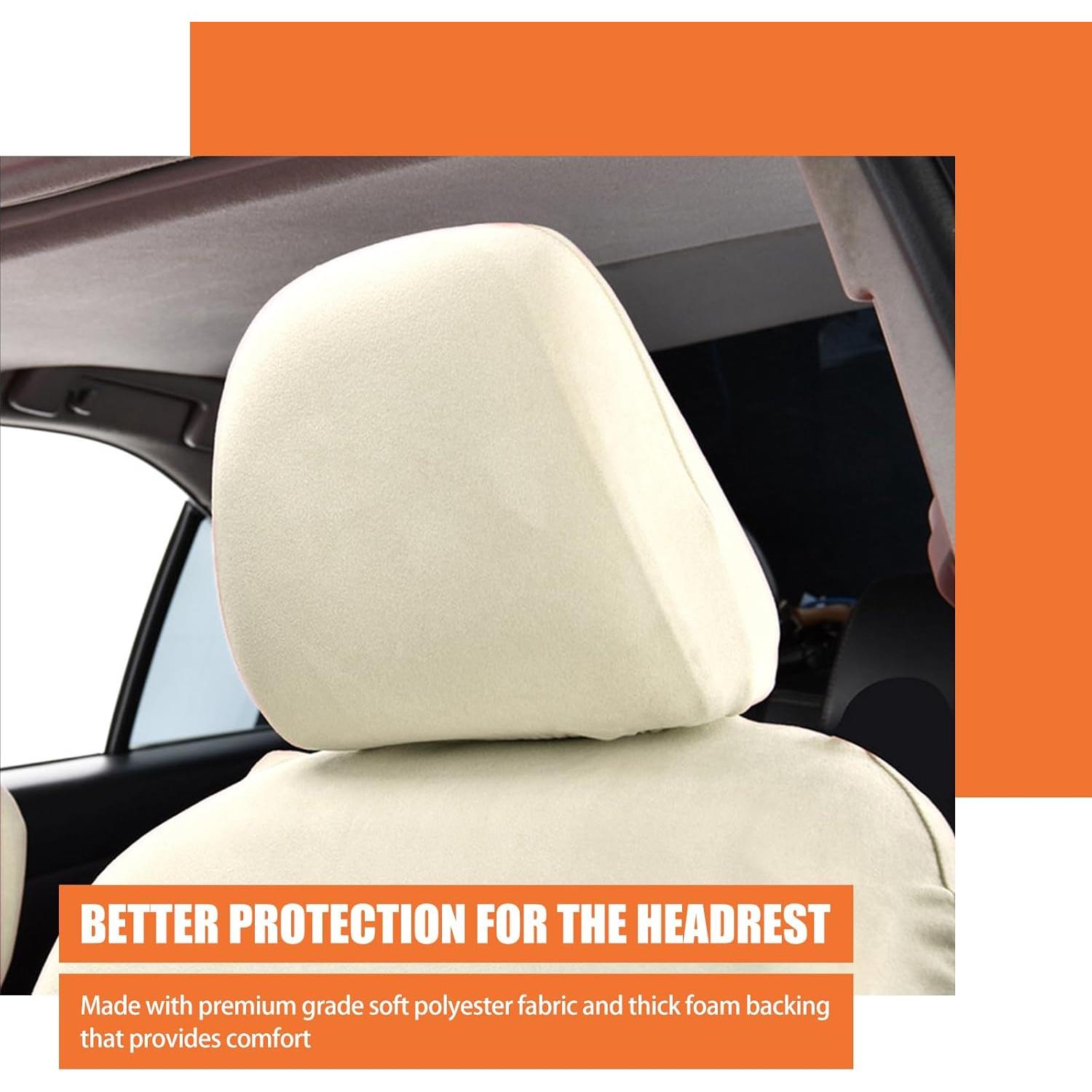 Pack 2 Fundas de Cabecera de Asiento de Coche Dawfall Beige