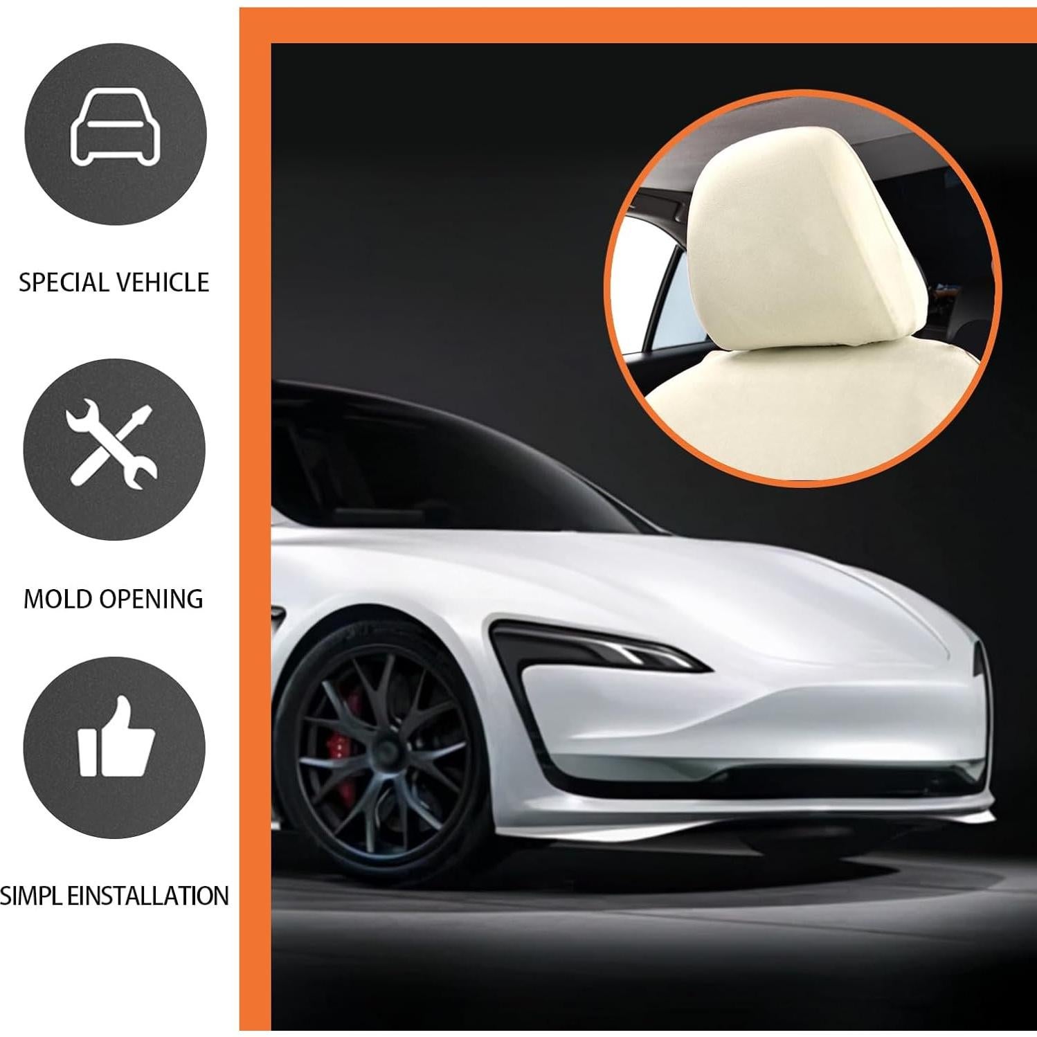 Pack 2 Fundas de Cabecera de Asiento de Coche Dawfall Beige