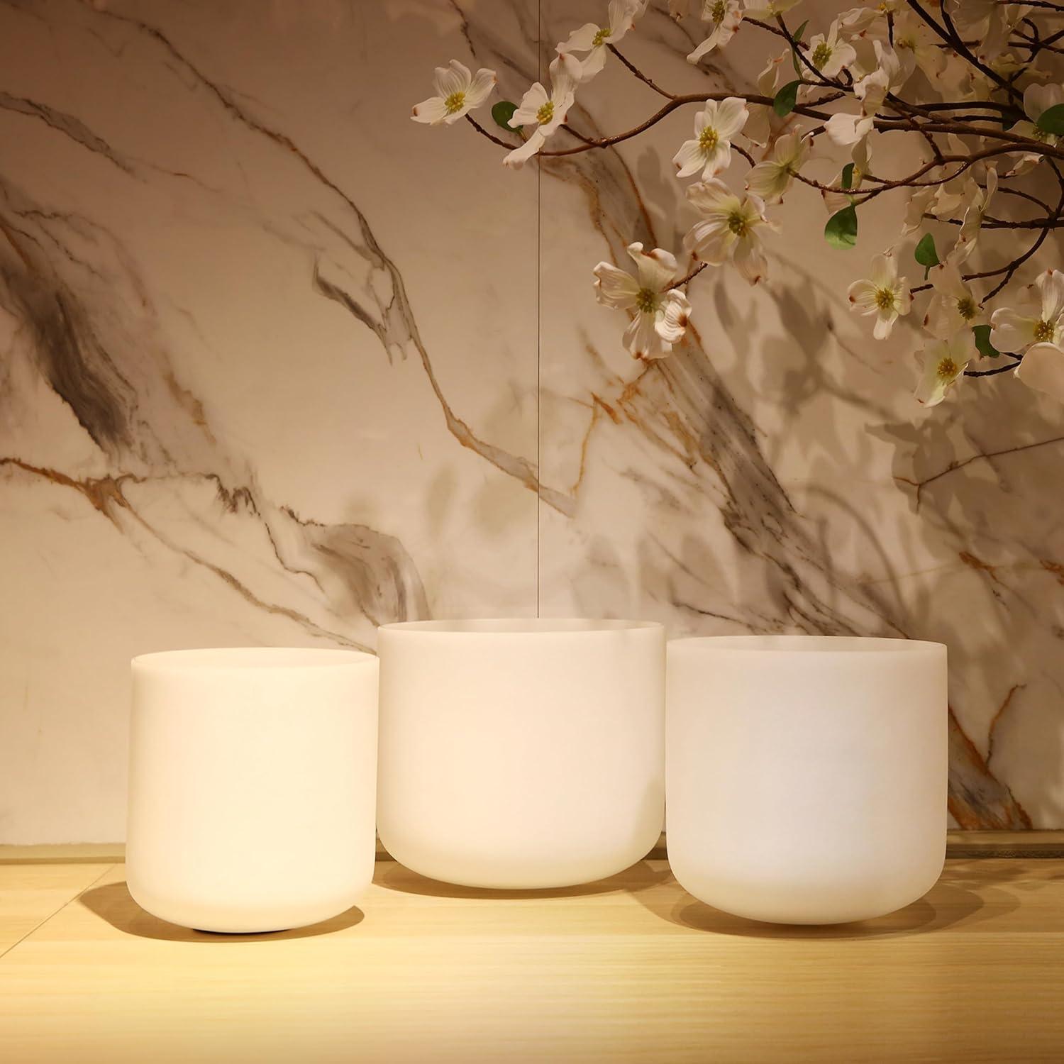 Conjunto de 3 Cuencos de Canto de Cristal ALIOTH 15-20 cm