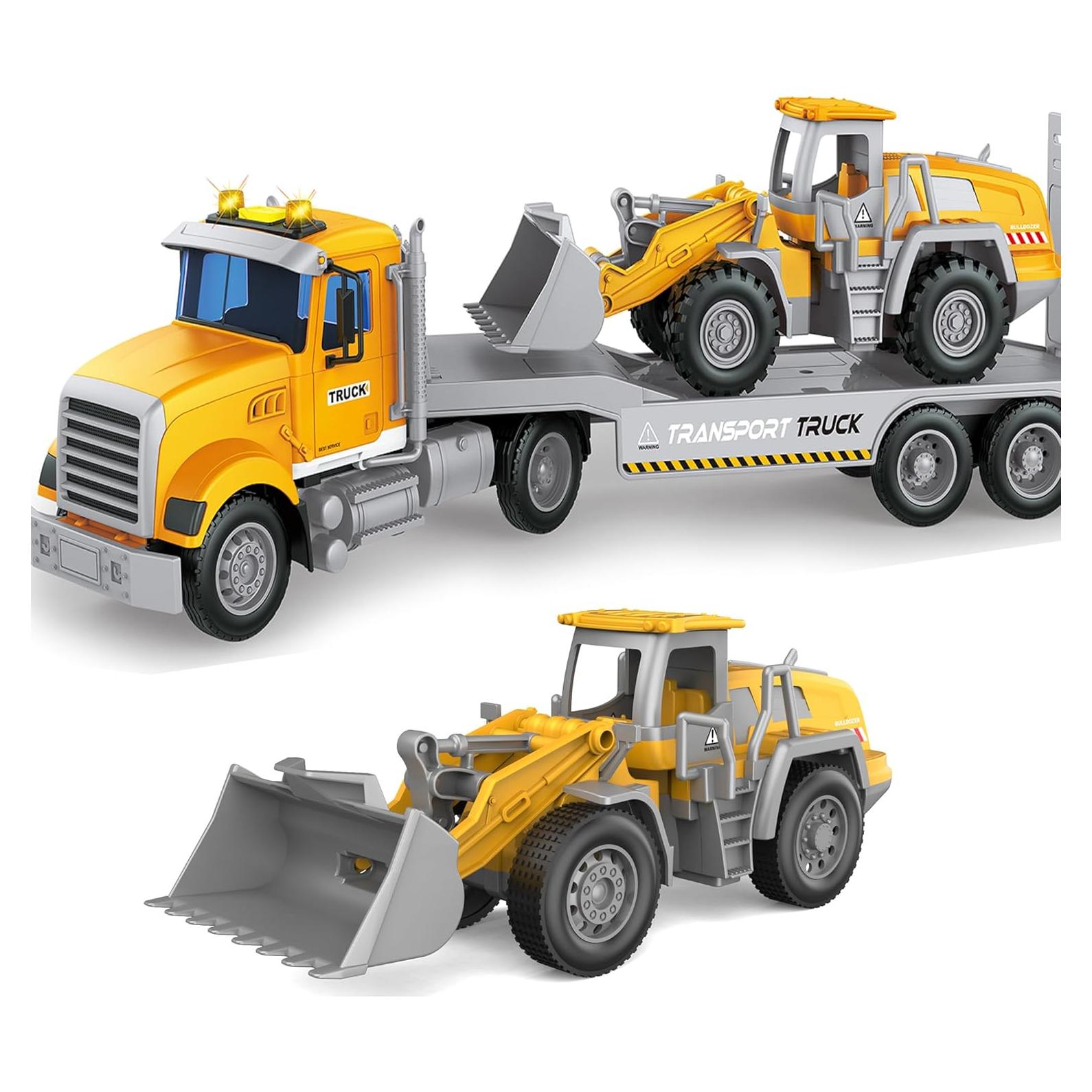 Juguete Camión Transportador Dowellin con Bulldozer 45.72 cm