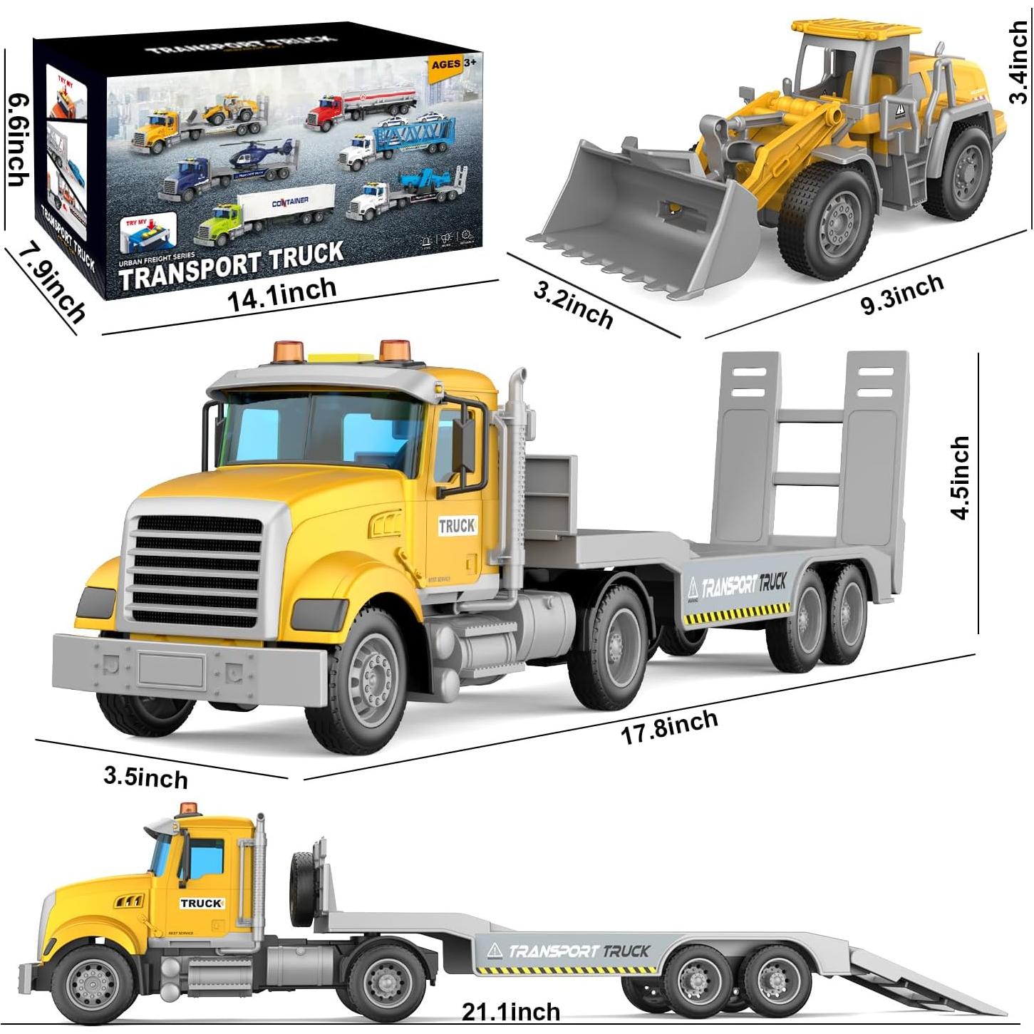 Juguete Camión Transportador Dowellin con Bulldozer 45.72 cm