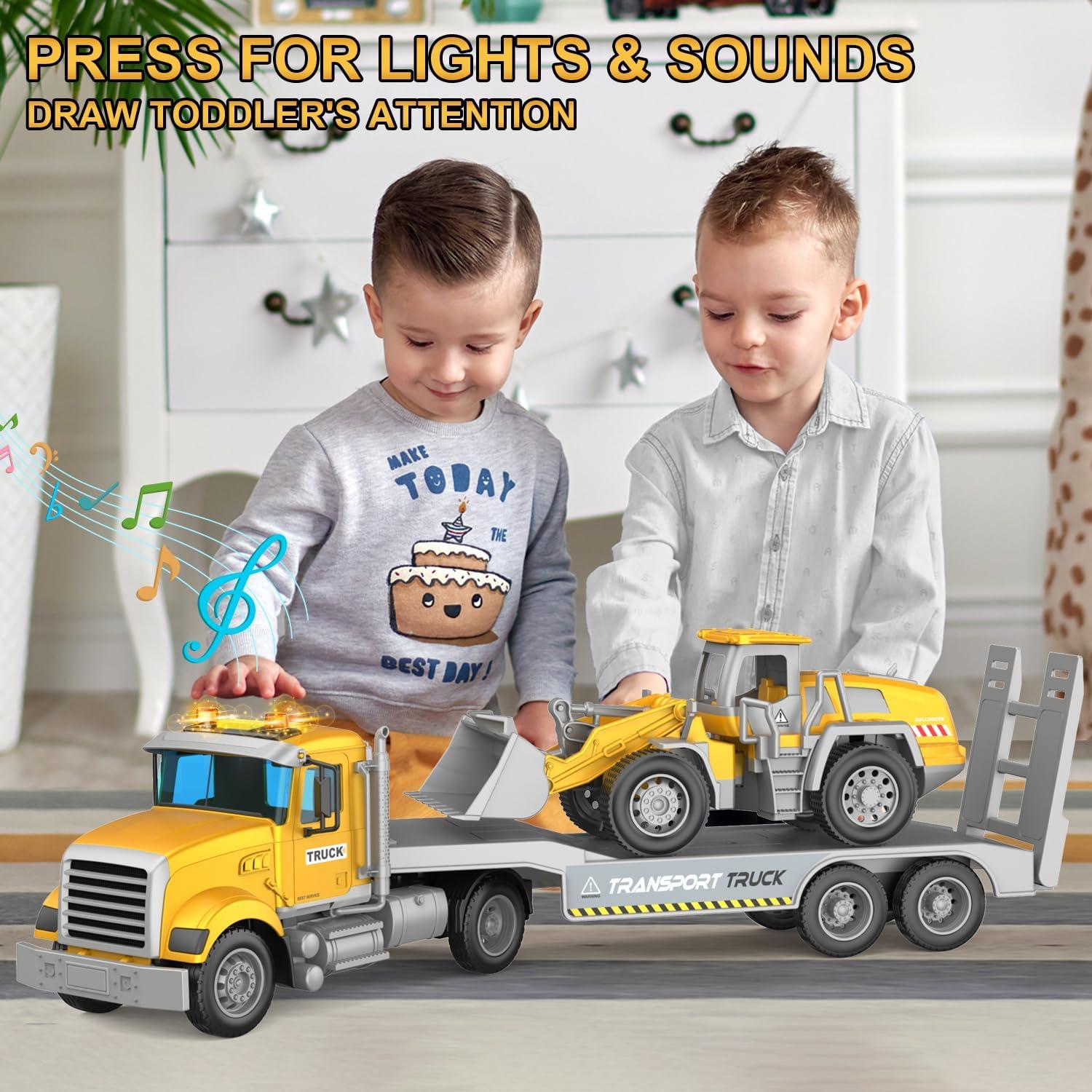 Juguete Camión Transportador Dowellin con Bulldozer 45.72 cm