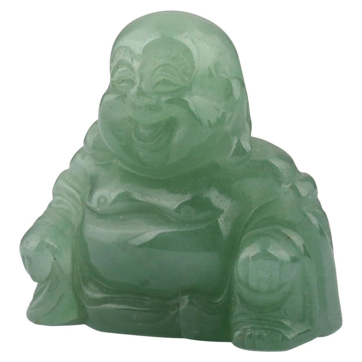 Estatua de Buda Feliz Mookaitedecor Verde 36mm Cristal Decoración