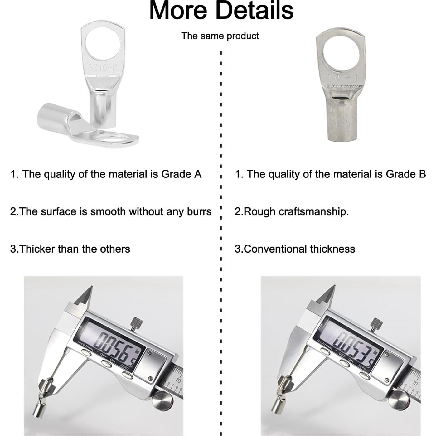 10 Terminales de Cable de Cobre Estañado SC6-6 con Tubos Termocontraíbles