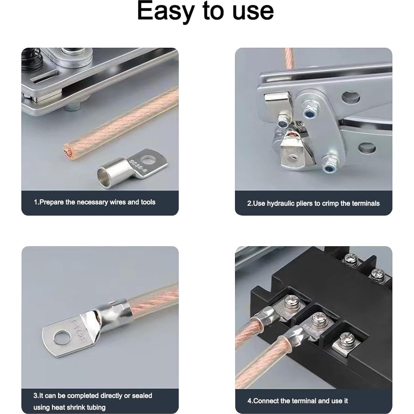 10 Terminales de Cable de Cobre Estañado SC6-6 con Tubos Termocontraíbles