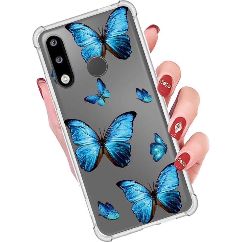 Funda Bumper Flexible TPU Huawei P30 Lite Nova 4E Mariposa Azul