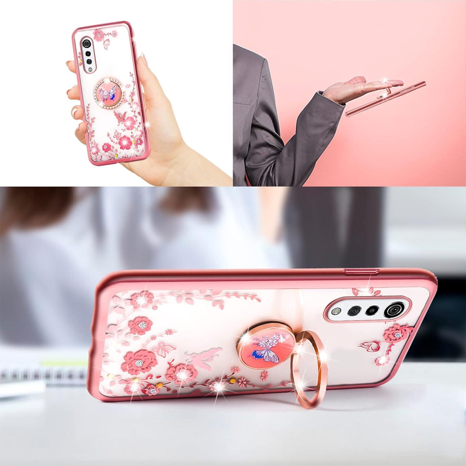 Funda Silicona Suave Nancheng Rosa para LG Velvet 5G con Soporte
