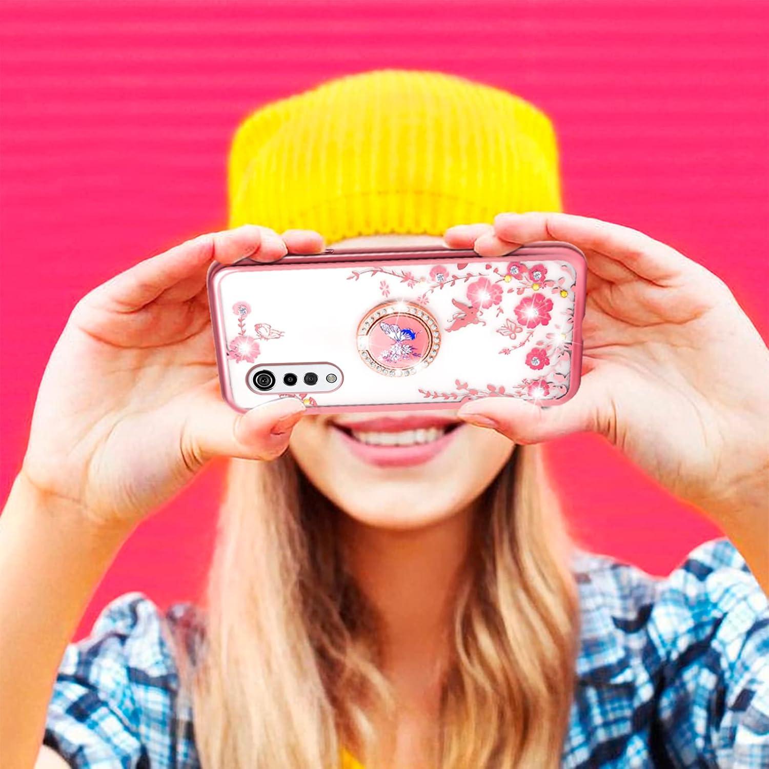 Funda Silicona Suave Nancheng Rosa para LG Velvet 5G con Soporte