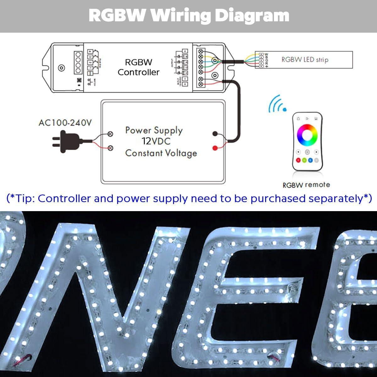 Tira de LED RGBW 12V 5m Doblable Tipo S 240 LEDs 3000K