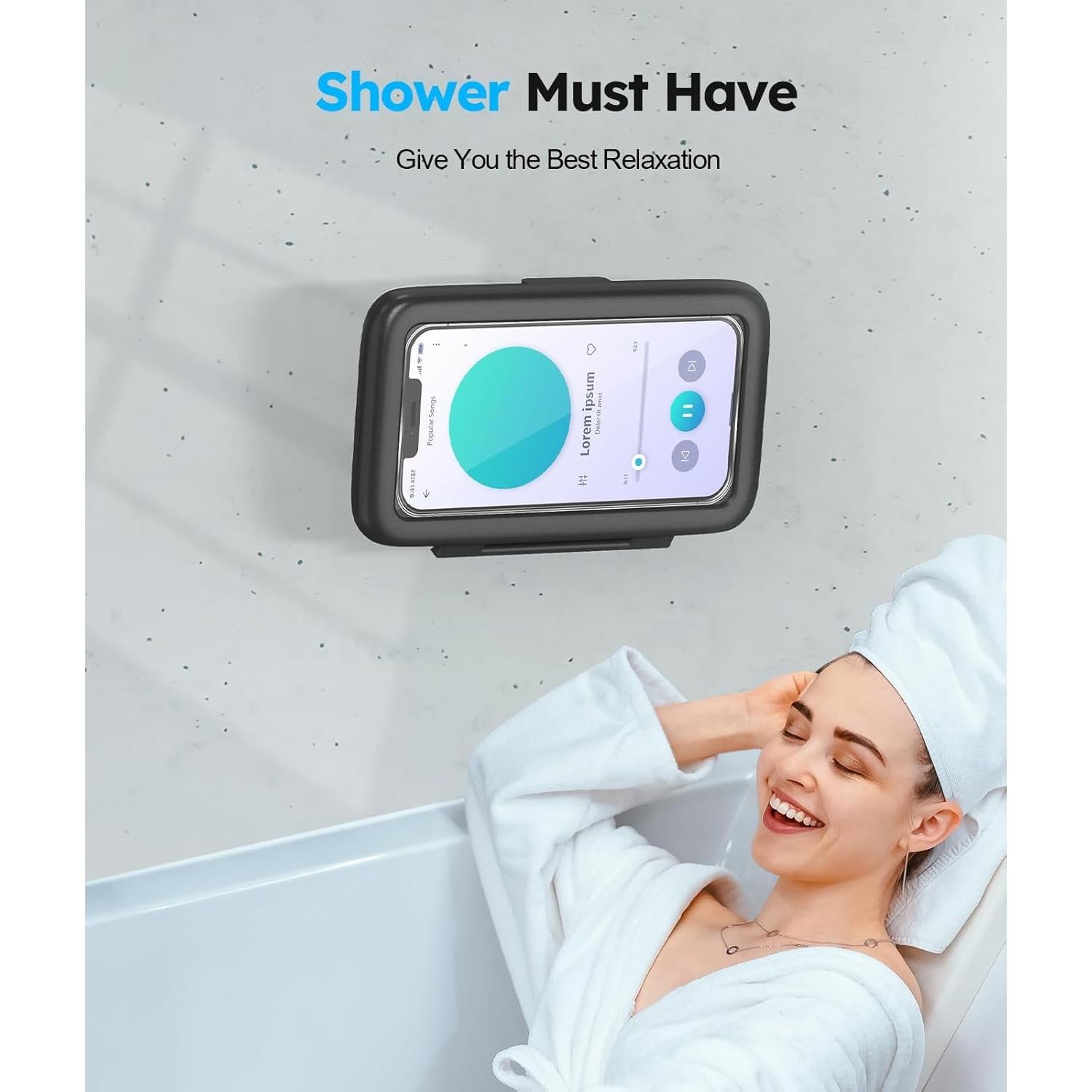 Soporte Impermeable para Teléfono en Ducha SOPORTE - Negro