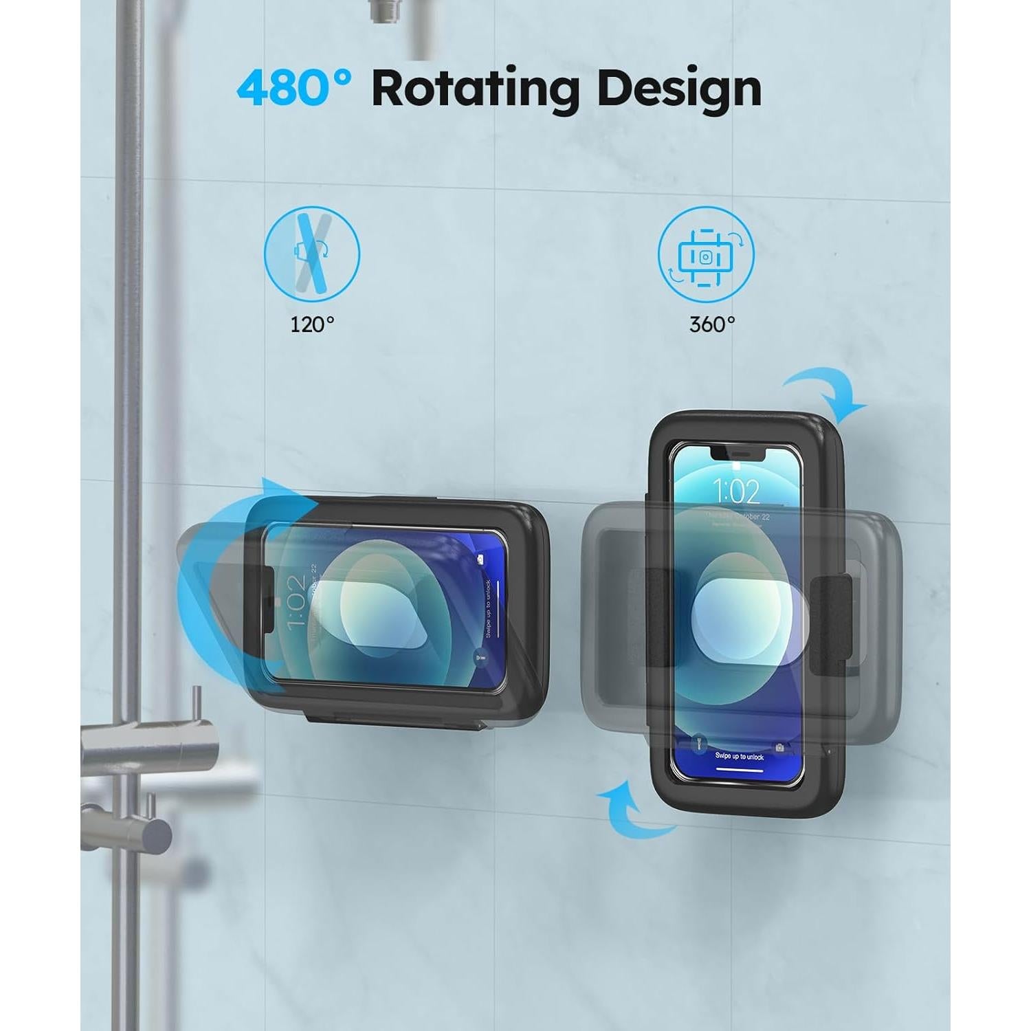 Soporte Impermeable para Teléfono en Ducha SOPORTE - Negro