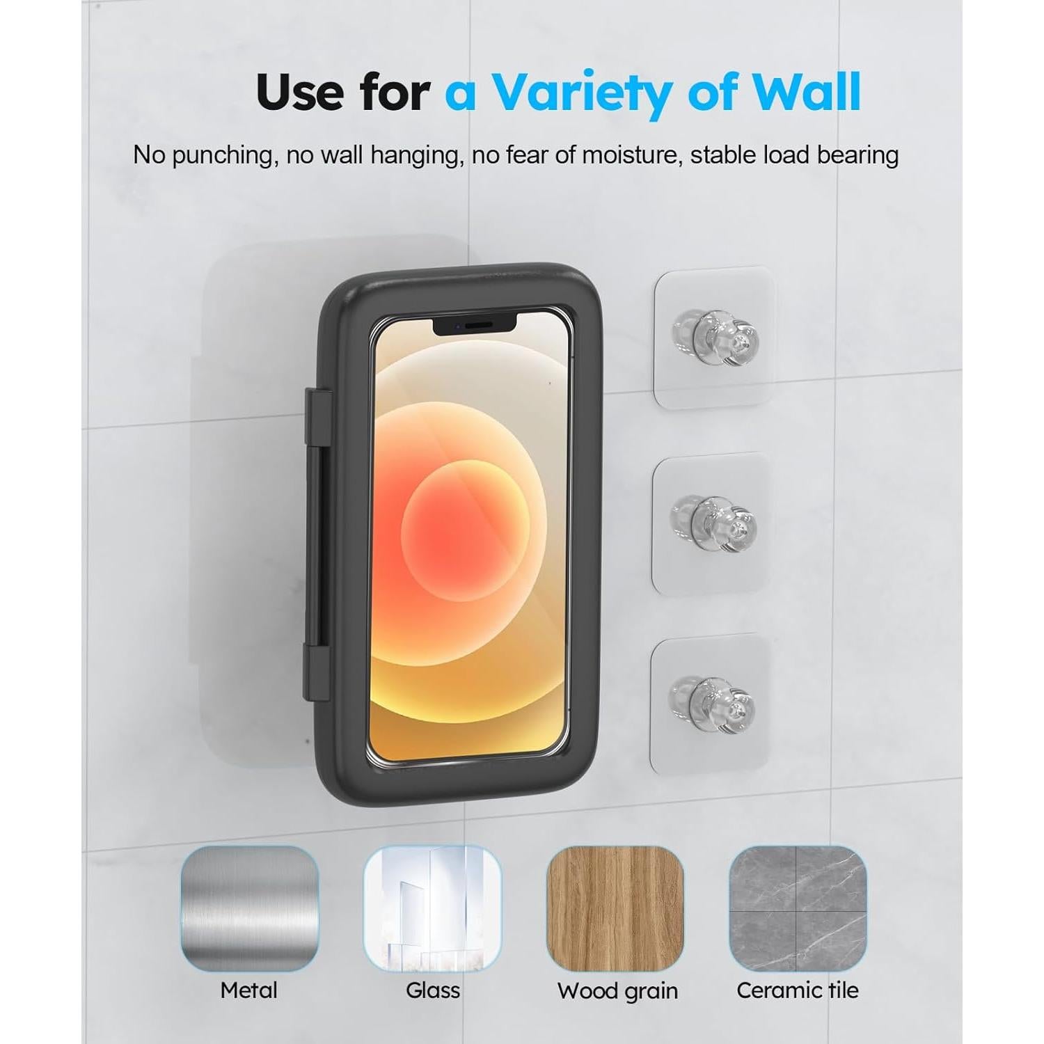 Soporte Impermeable para Teléfono en Ducha SOPORTE - Negro