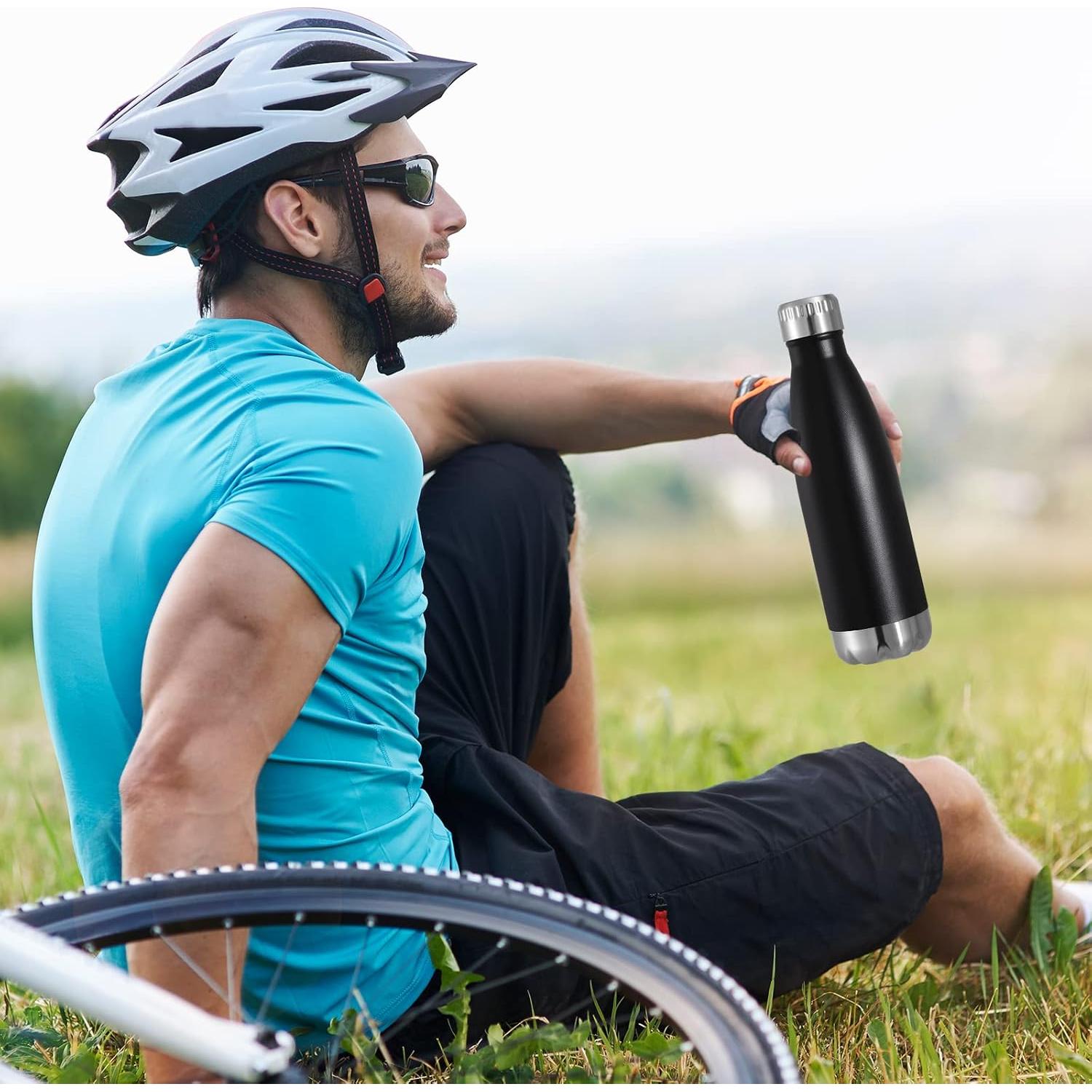 Botella de Agua Aislada VEGOND 500ml Acero Inoxidable Negro