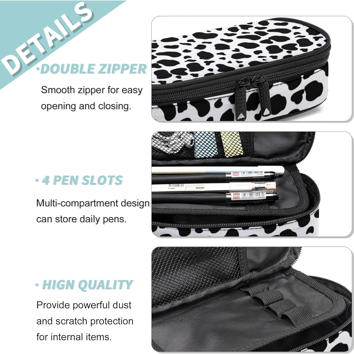 Estuche de Lápices Ansteade Gran Capacidad 22.1x5.8cm Vaca Negra