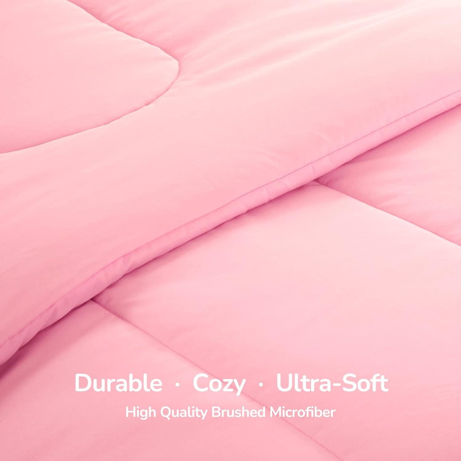 SLEEP ZONE Conjunto de Ropa de Cama Twin 5 Piezas Microfibra Rosa