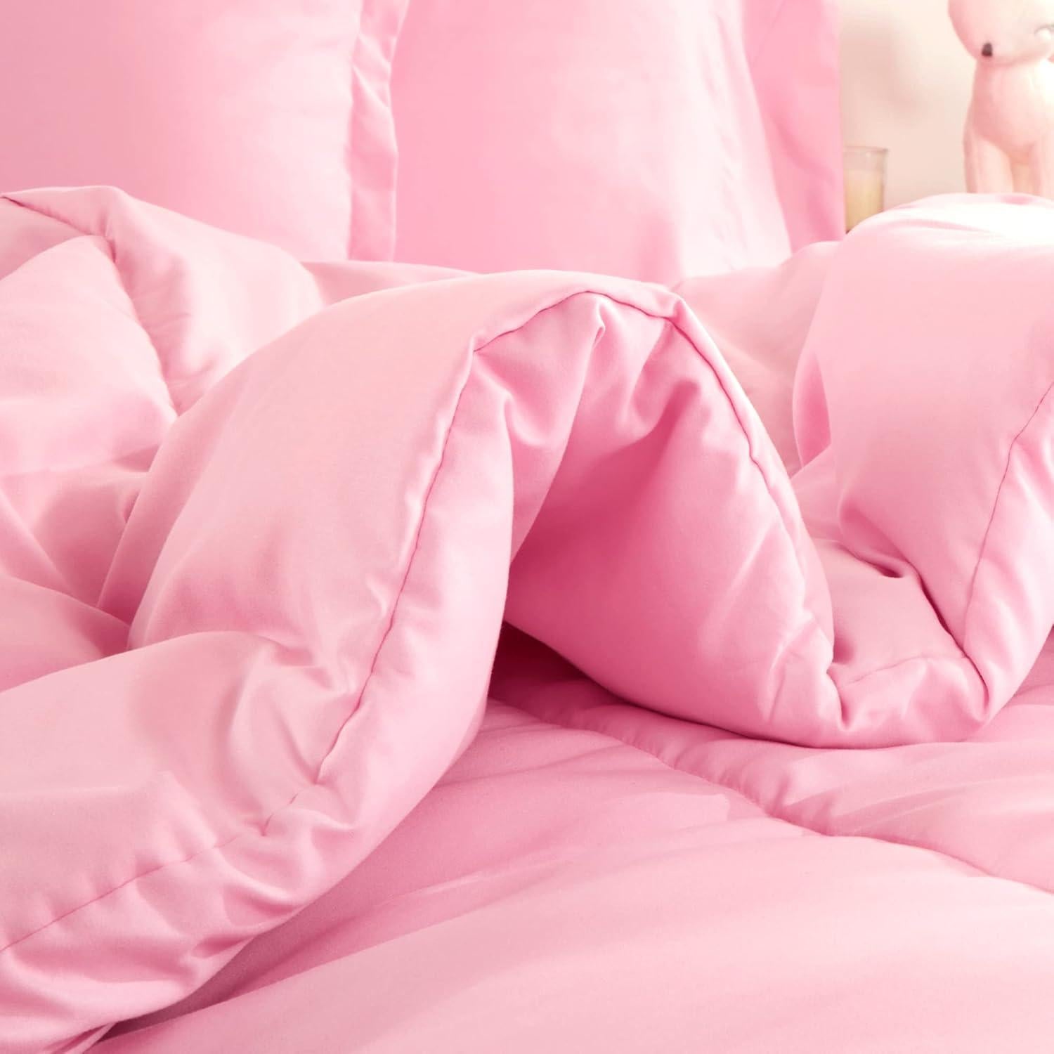 SLEEP ZONE Conjunto de Ropa de Cama Twin 5 Piezas Microfibra Rosa