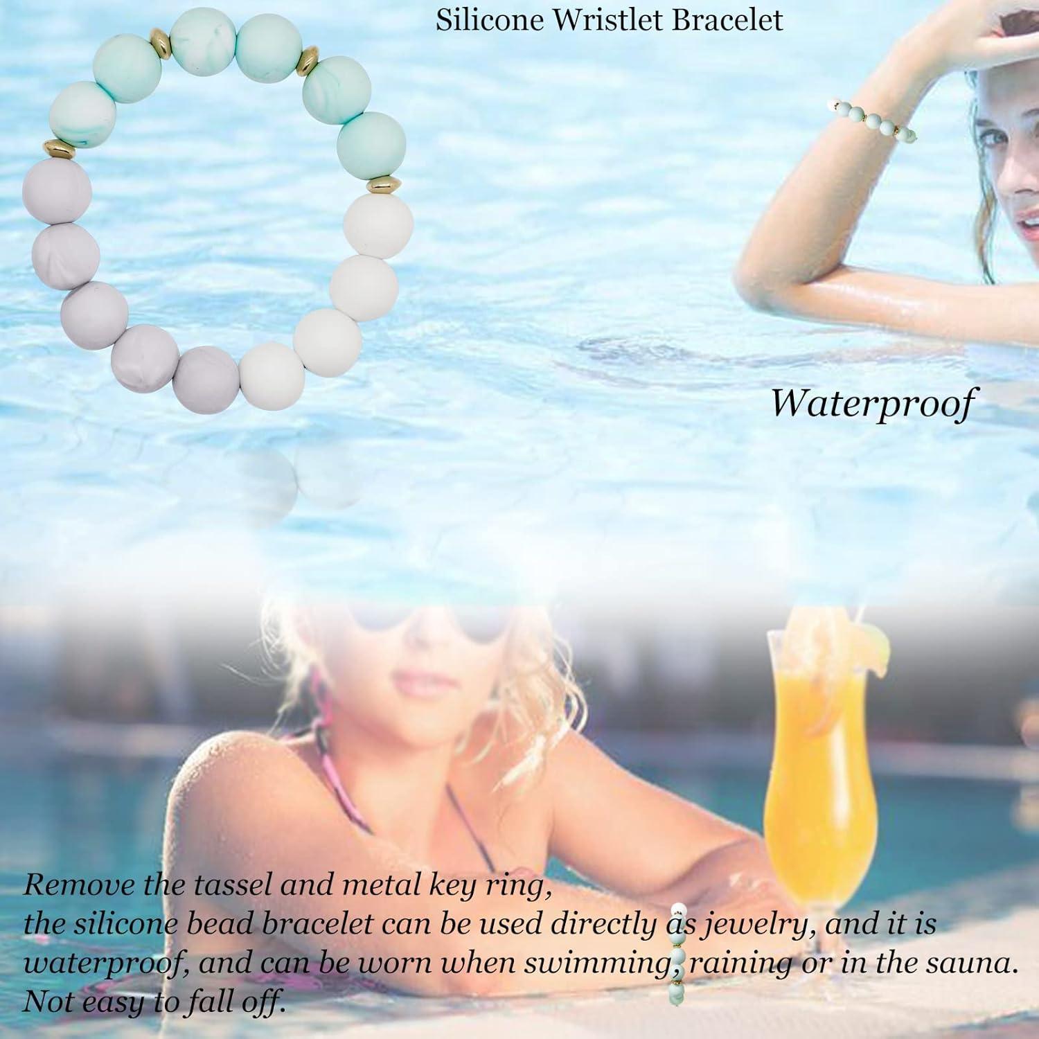 Pulsera de llavero BIHRTC para mujeres, silicona rosa 12 mm