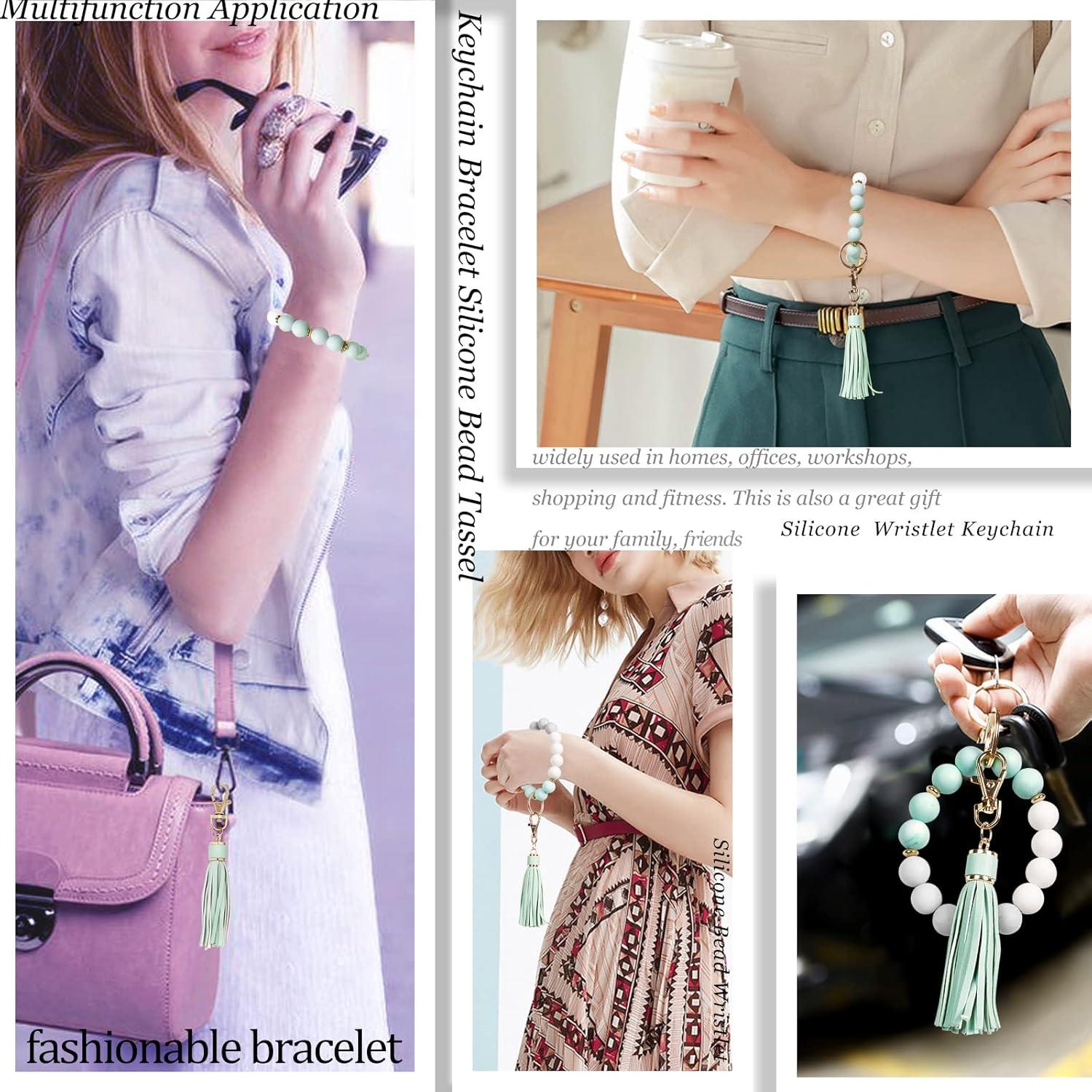 Pulsera de llavero BIHRTC para mujeres, silicona rosa 12 mm