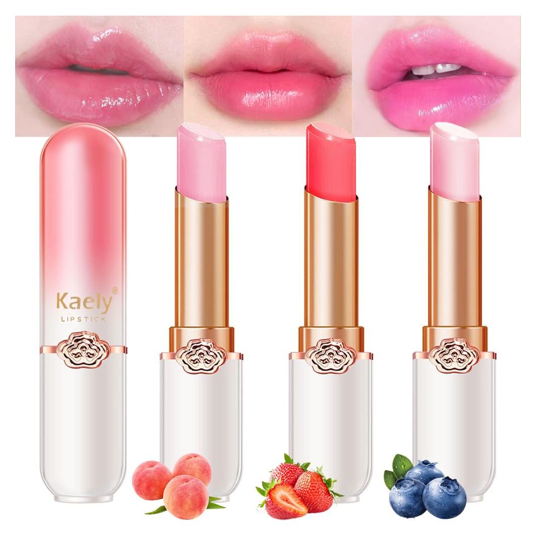 Tinte Labial Hidratante Kaely 3Pcs Durazno Fresa Arándano