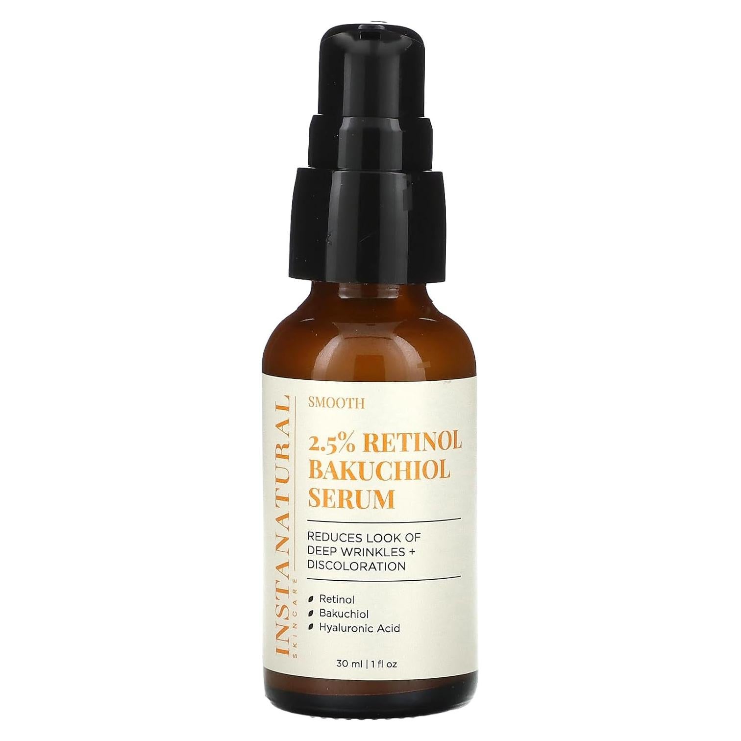 Suero Facial InstaNatural 2.5% Retinol y Bakuchiol 29.57 ml