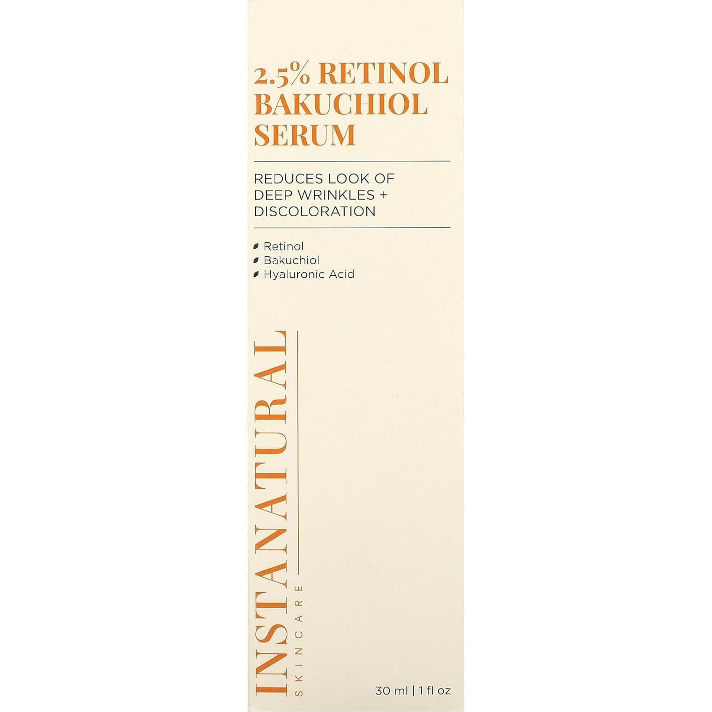 Suero Facial InstaNatural 2.5% Retinol y Bakuchiol 29.57 ml