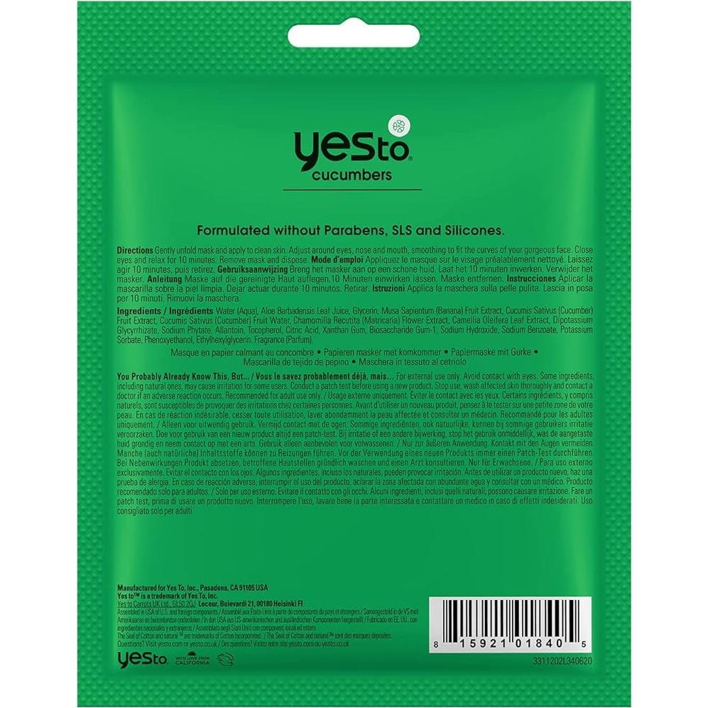 Mascarilla de Papel Calmante Sí a los Pepinos 19.9 ml Aloe Vera