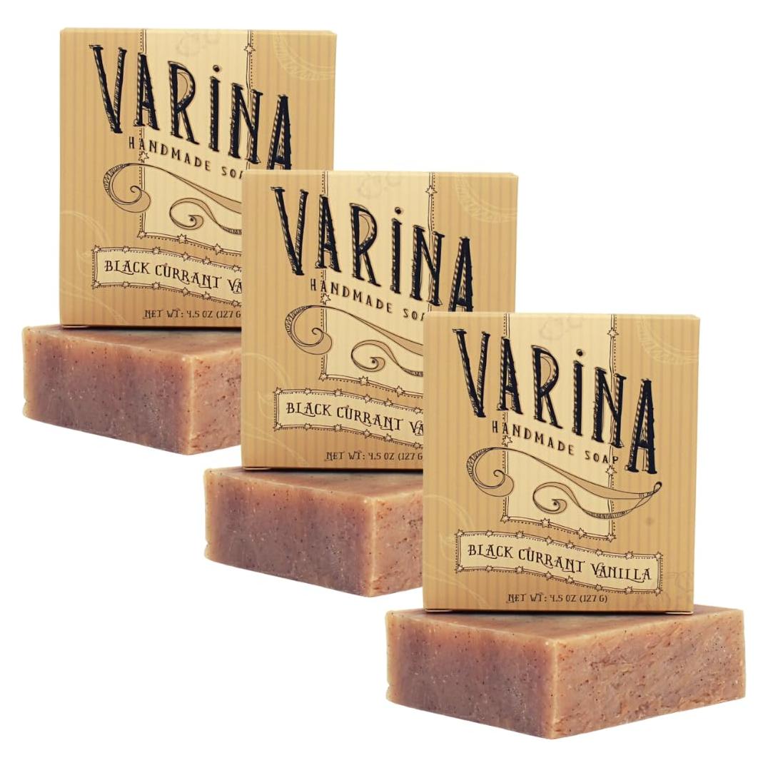 Jabón Natural Varina de Grosella Negra y Vainilla - 3 Unidades