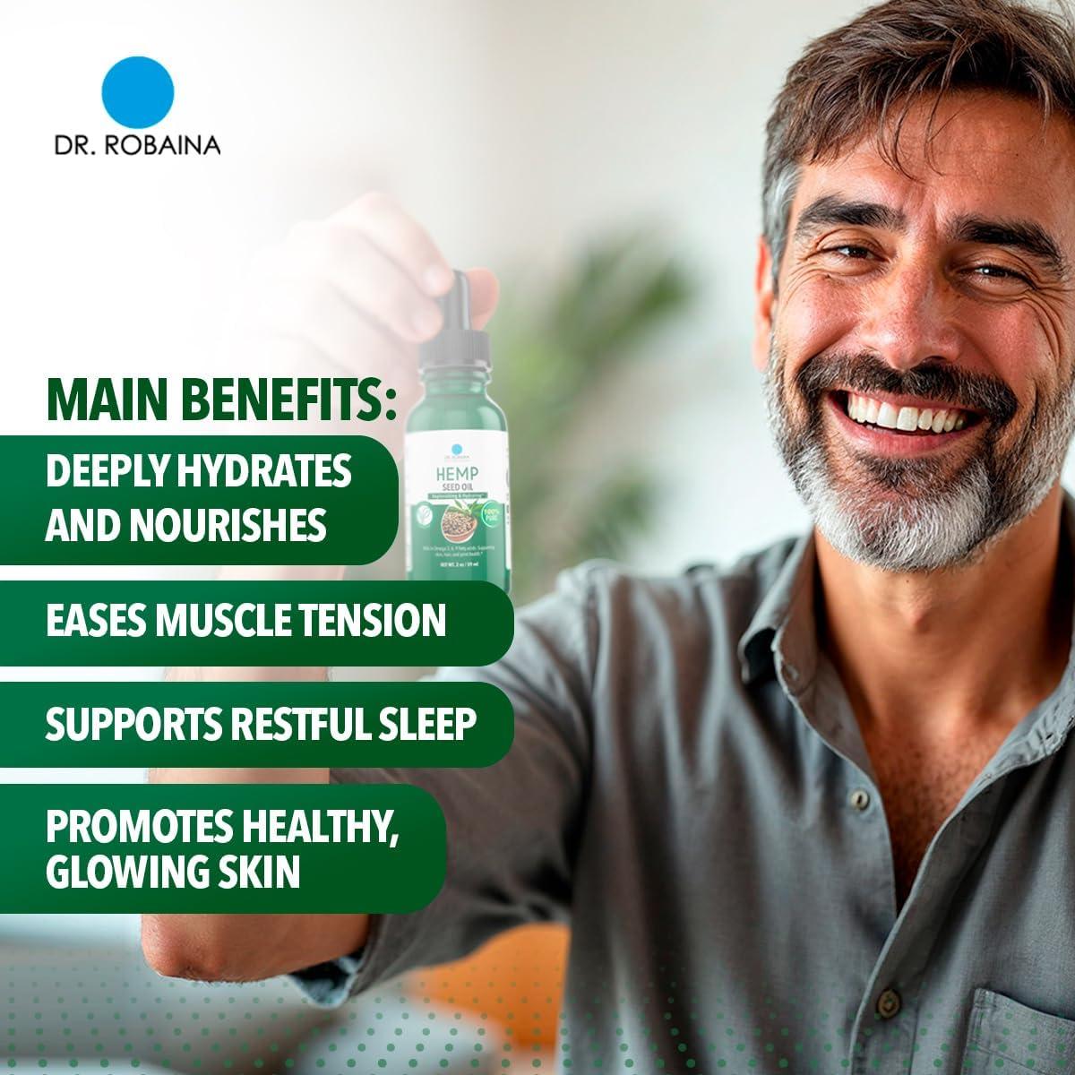 Aceite de Semilla de Cáñamo Dr. Robaina 60 ml - Hidratación Profunda, Omega 3 6 9