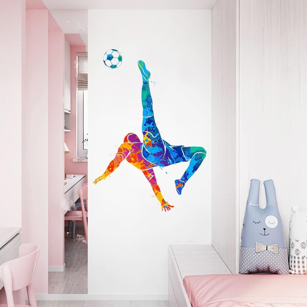 Calcomanía de Pared WOYINIS Fútbol Siluetas 2 Piezas 30.48x91.44cm