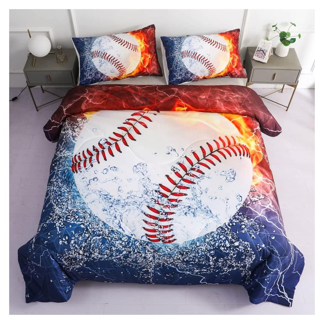 Conjunto de Edredón Individual Roscloud Béisbol Galaxia 2 Piezas