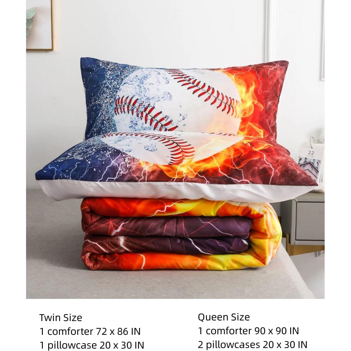 Conjunto de Edredón Individual Roscloud Béisbol Galaxia 2 Piezas