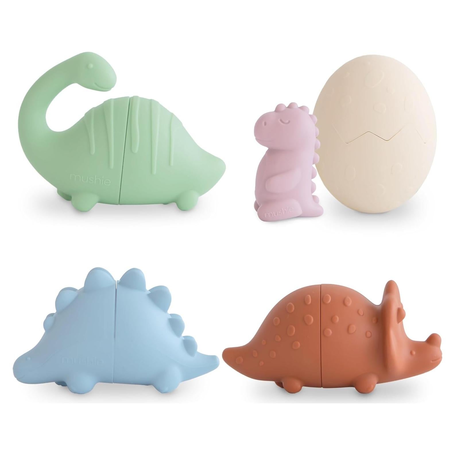 Set de Juguetes de Baño Mushie Dino - Silicona 100% Segura