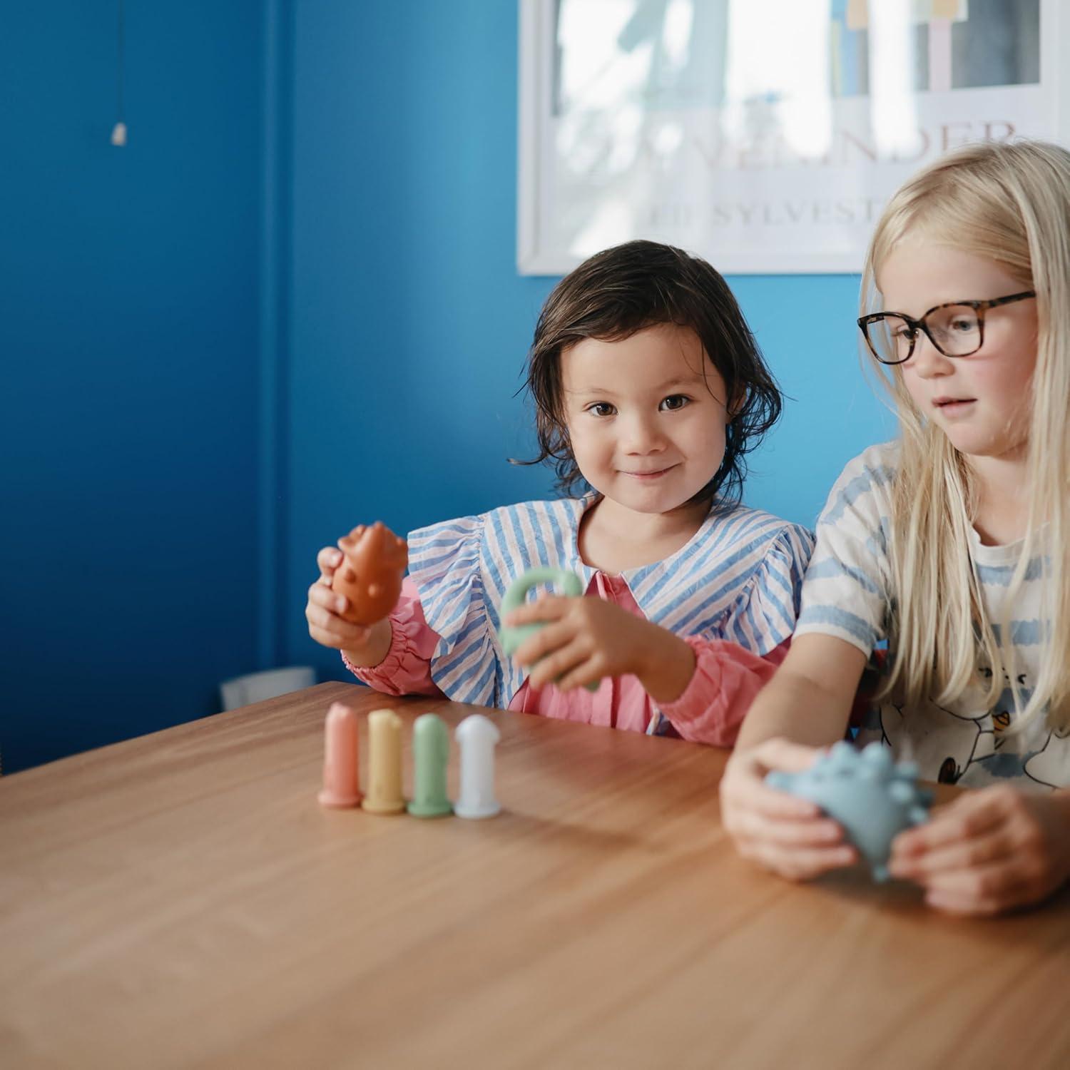 Set de Juguetes de Baño Mushie Dino - Silicona 100% Segura