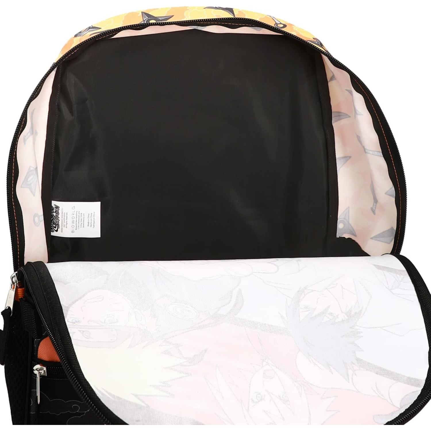 Conjunto Mochila 5 Piezas Naruto Anime Naranja y Negro