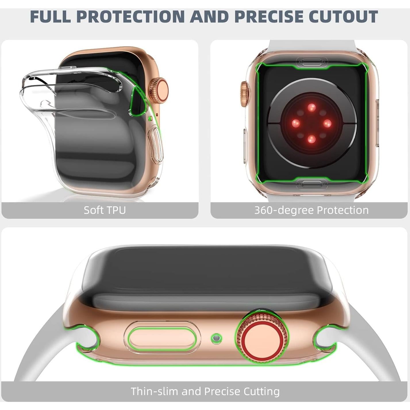 Funda Protectora TPU GEAK para Apple Watch Series 10 42mm - 3 Piezas