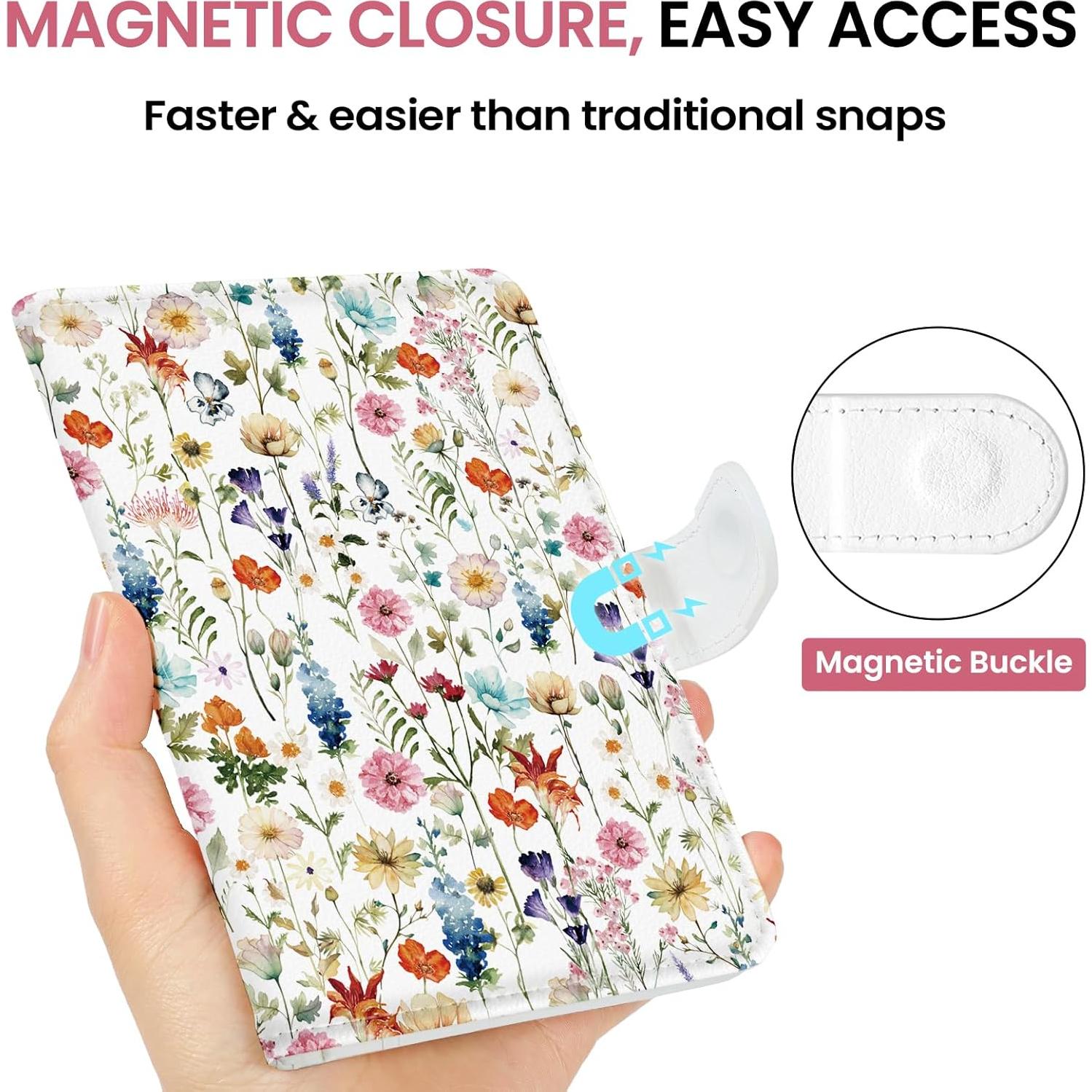 Portafolios de Pasaporte JEJEGO A-Floral con Cierre Magnético y RFID